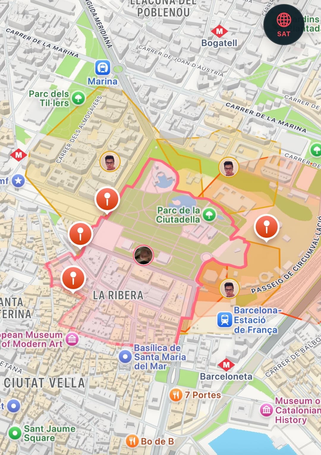 Motera app territory map showing captured running zones